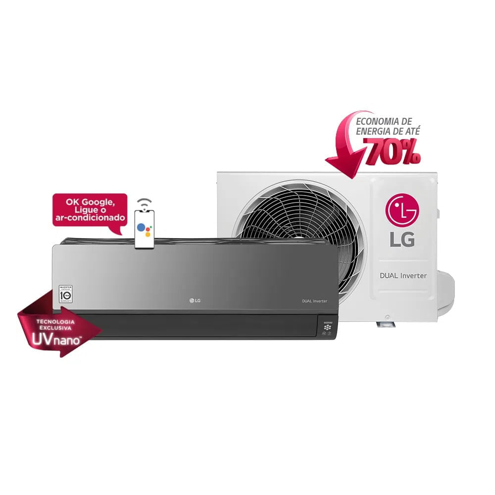 Ar Condicionado Split 24000 Btu Quente/frio Dual Artcool Uv Nano - Inverter - LG - 220v - S4-w24k2rxd Ar Condicionado Split 24000 Btu Quente/frio Dual Artcool Uv Nano - Inverter - LG - 220v - S4-w24k2rxd