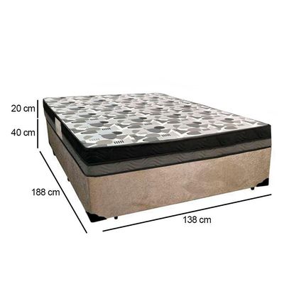 Cama Box Casal Suede + Colchão Casal Ortobom Iso Dupla Face 60x188x138 bege
