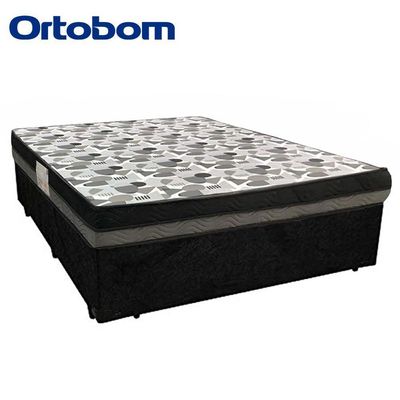 Cama Box Casal Suede + Colchão Casal Ortobom Iso Dupla Face 60x188x138 preto