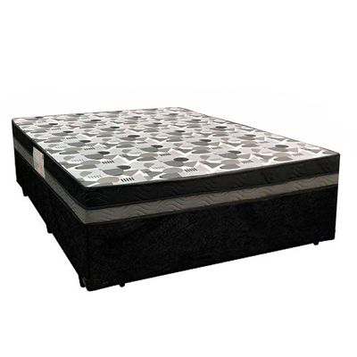 Cama Box Casal Suede + Colchão Casal Ortobom Iso Dupla Face 60x188x138 preto