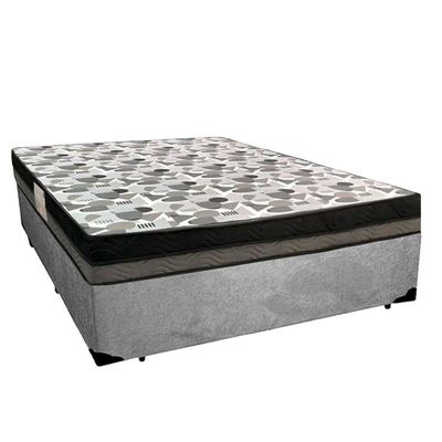 Cama Box Casal Suede + Colchão Casal Ortobom Iso Dupla Face 60x188x138 cinza