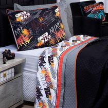 Jogo De Cama Speed Car Branco/Cinza Queen 04 Peças