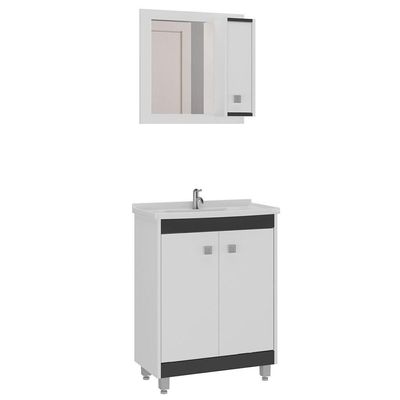 Gabinete Banheiro Com Cuba 80cm Castanho Argel/branco