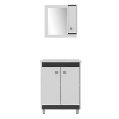 Gabinete Banheiro Com Cuba 80cm Castanho Argel/branco
