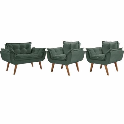 Kit Poltronas 1 Namoradeira e 2 Poltronas de 1 Lugar Verde