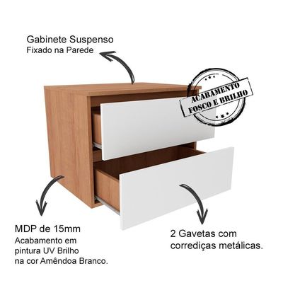 Conjunto Para Banheiro Com Cuba E Espelho Amendoa Branco