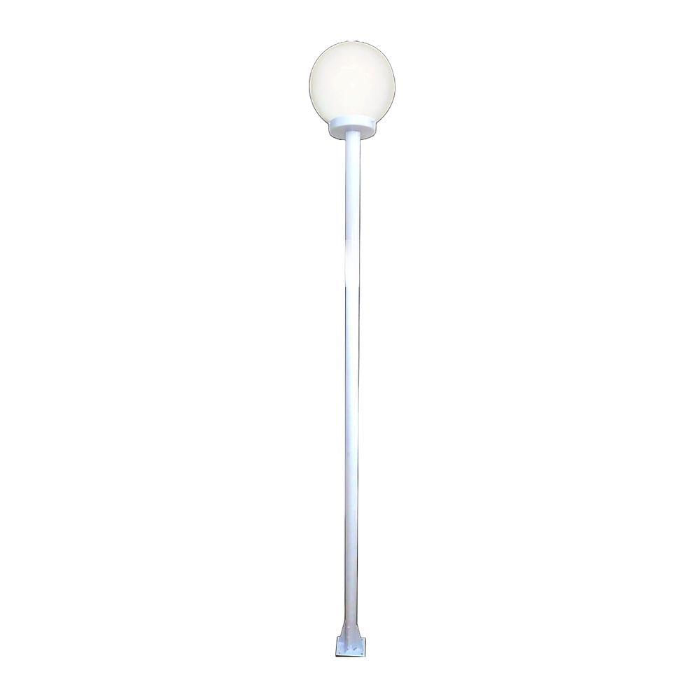 Poste E Luminária Colonial Globo G De Jardim Branco 150Cm