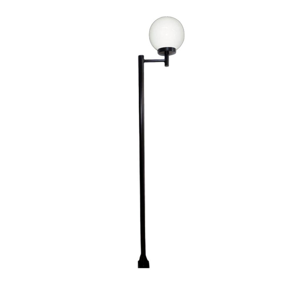 Poste E Luminária Globo P Braço Reto Jardim Preto 200Cm
