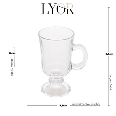 Kit 6 Taça Cappuccino Chocolate Café Irish Coffe 220ml Lyor