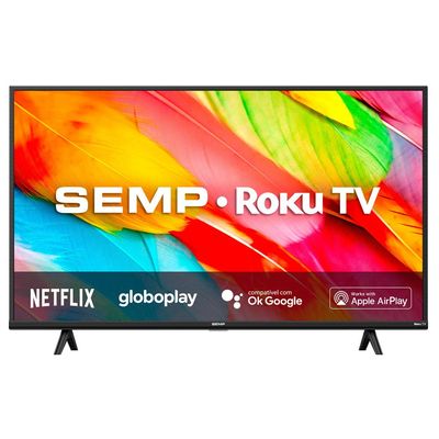 Smart TV LED 43" Semp Roku Full HD 3 HDMI 1 USB Preta Bivolt