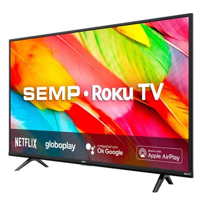 Smart TV LED 43" Semp Roku Full HD 3 HDMI 1 USB Preta Bivolt