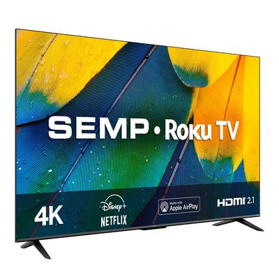 Smart TV LED 50" Semp Roku Ultra HD 4 HDMI 1 USB Preta Bivolt