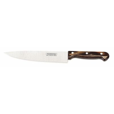 Faca Chef Tramontina Polywood com Lâmina em Aço Inox e Cabo de Madeira Castanho 8"