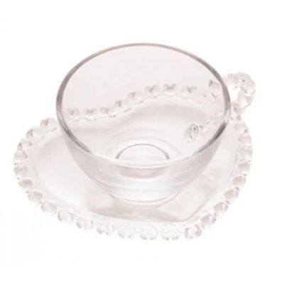Jogo de Xicara de Cha 12 Peças Coração Cristal 170ml - Lyor