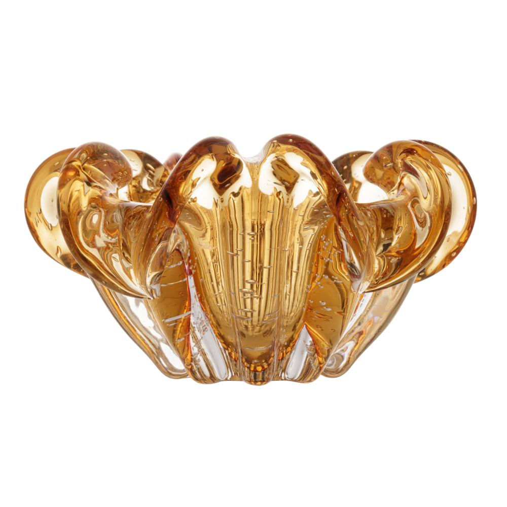 Centro de Mesa Wolff Italy de Vidro Âmbar 21cm x 10cm