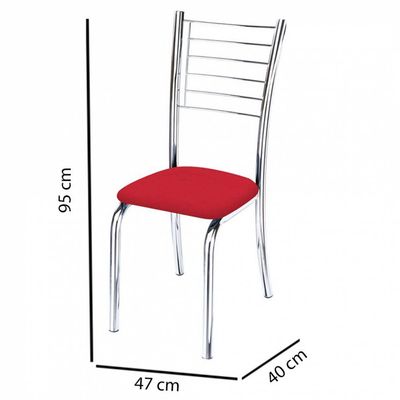 Kit 8 Cadeiras Iara Cromada Para Cozinha Vermelho