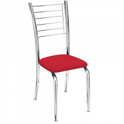 Kit 6 Cadeiras Iara Cromada Para Cozinha Vermelho