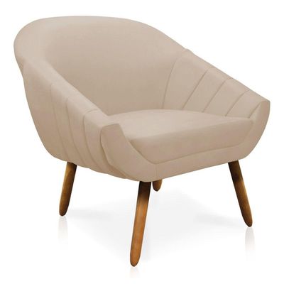 Kit 01 Namoradeira 02 Lugares e 02 Poltronas Giovana Suede Bege Castanho