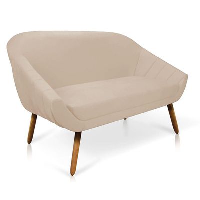 Kit 01 Namoradeira 02 Lugares e 02 Poltronas Giovana Suede Bege Castanho