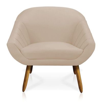 Kit 01 Namoradeira 02 Lugares e 02 Poltronas Giovana Suede Bege Castanho