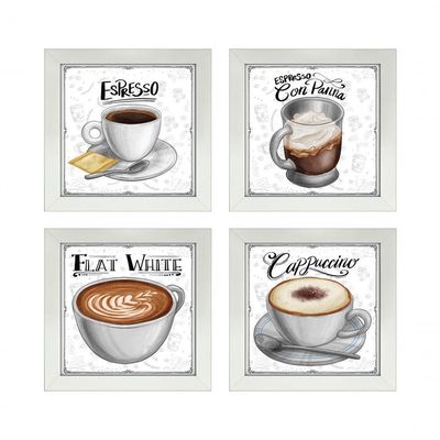 Quadro Café Expresso Padaria 2 Titulos Moldura Branca