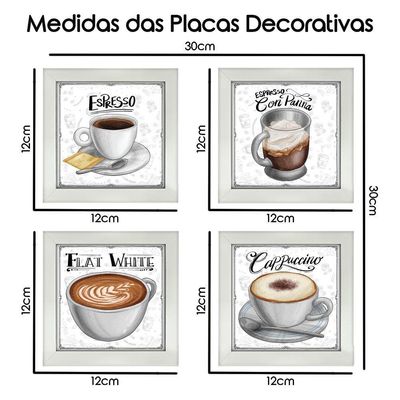 Quadro Café Expresso Padaria 2 Titulos Moldura Branca