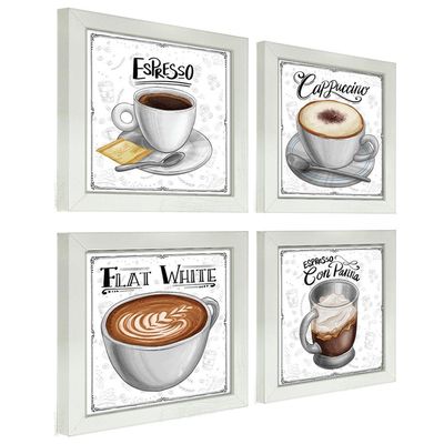 Quadro Café Expresso Padaria 2 Titulos Moldura Branca