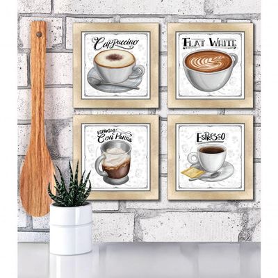 Quadro Café Expresso Padaria 2 Titulos Moldura Carvalho