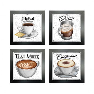 Quadro Café Expresso Padaria Cozinha 2 Titulos Moldura Preta