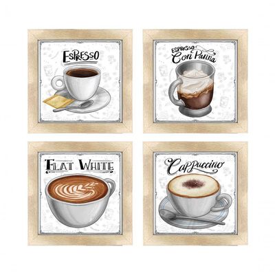 Quadro Café Expresso Padaria 2 Titulos Moldura Carvalho