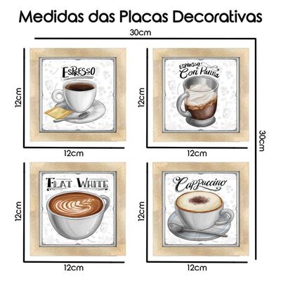 Quadro Café Expresso Padaria 2 Titulos Moldura Carvalho