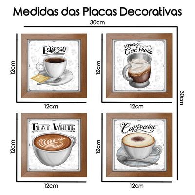 Quadro Café Expresso Padaria Cozinha 2 Titulos Moldura Ocre