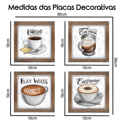 Quadro Café Expresso Padaria Cozinha 2 Titulos Moldura Ypê