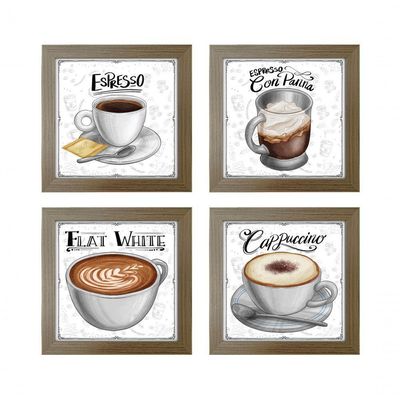 Quadro Café Expresso Padaria 2 Titulos Moldura Madeira
