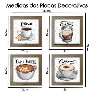 Quadro Café Expresso Padaria 2 Titulos Moldura Madeira