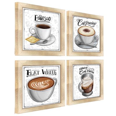 Quadro Café Expresso Padaria 2 Titulos Moldura Carvalho