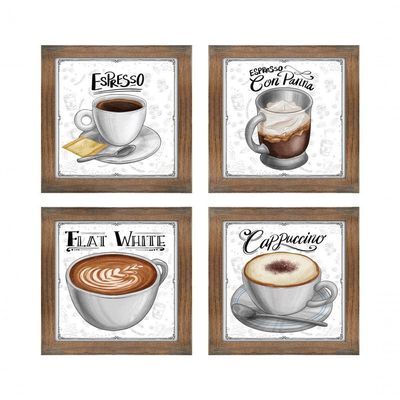 Quadro Café Expresso Padaria Cozinha 2 Titulos Moldura Ypê