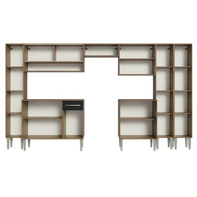 Armário De Cozinha Completa 325Cm Madesa 05 Rustic/Preto