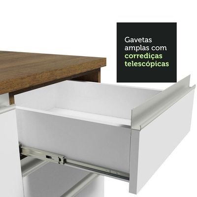 Armário De Cozinha 260Cm Glamy 05 Rustic/Branco