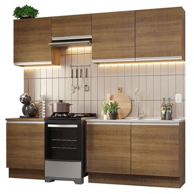 Armário De Cozinha 240Cm Rustic Glamy 09 Rustic