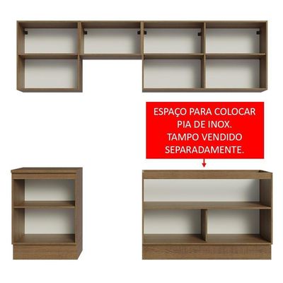 Armário De Cozinha 240Cm Rustic Glamy 09 Rustic