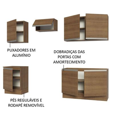 Armário De Cozinha 240Cm Rustic Glamy 09 Rustic