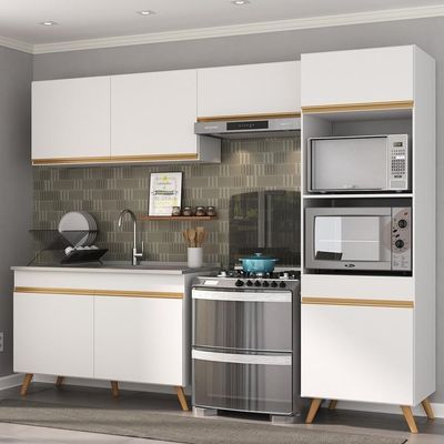 Cozinha Compacta 4pçs+Armário E Balcão Branca
