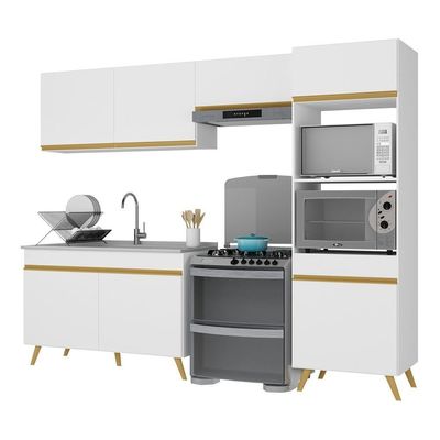 Cozinha Compacta 4pçs+Armário E Balcão Branca