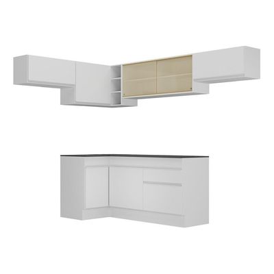 Armário De Cozinha Completa De Canto V2095 Branco