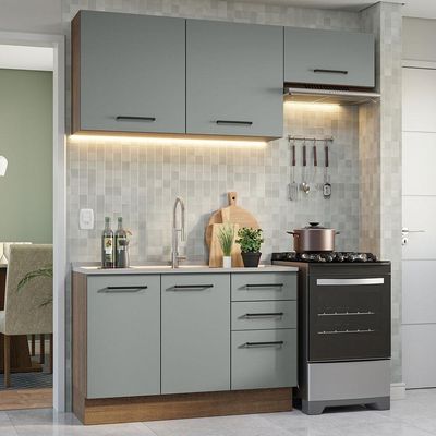 Armário De Cozinha Compacta 180cm Rustic/cinza Agata Madesa
