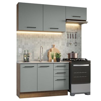 Armário De Cozinha Compacta 180cm Rustic/cinza Agata Madesa