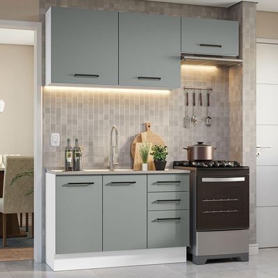 Armário De Cozinha Compacta 180cm Branco/cinza Agata Madesa
