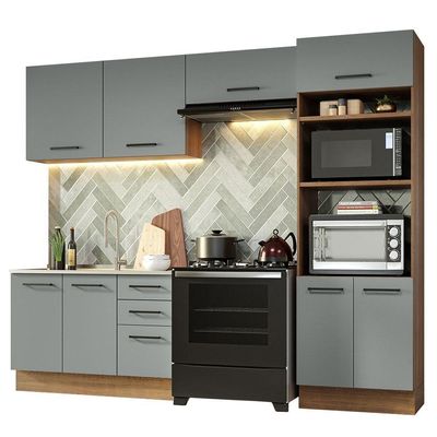 Armário De Cozinha Completa 270cm Rustic/cinza Agata Madesa