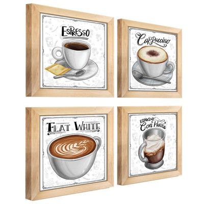 Quadro Café Expresso Padaria Cozinha 2 Titulos Moldura Mel